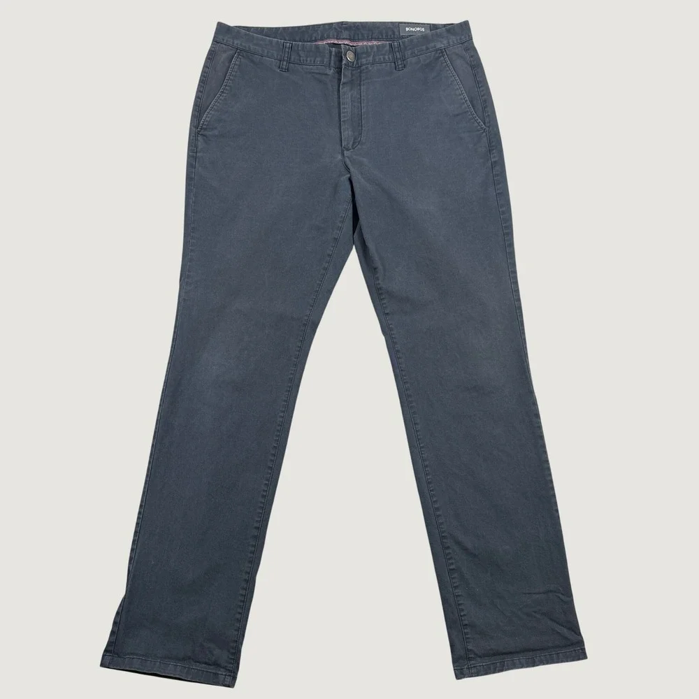 Bonobos Chino Pants Mens 36x34 Charcoal Slim Stretch Cotton Flat Front Casual